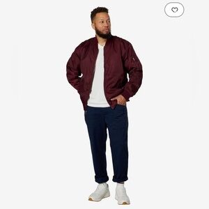 LABEL Unisex Go To Burgundy Bomber Jacket Double Zipper Lots of Pockets